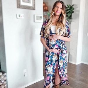 Amazon blue floral wrap dress